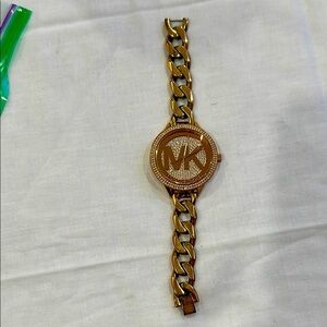 Slim Runway Pavé Gold-Tone Chain-Link Watch EUC​